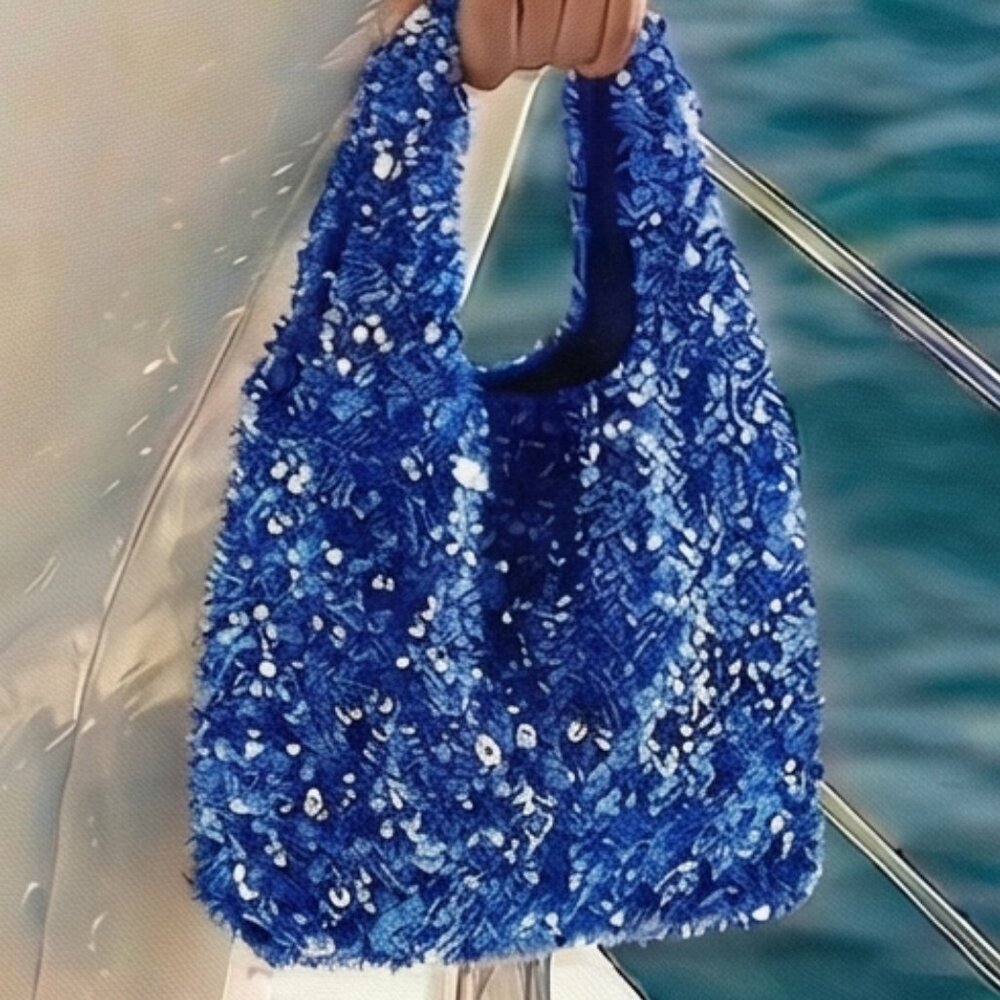 NWT ANTHROPOLOGIE Paillette sequins silver blue - Picture 3 of 15
